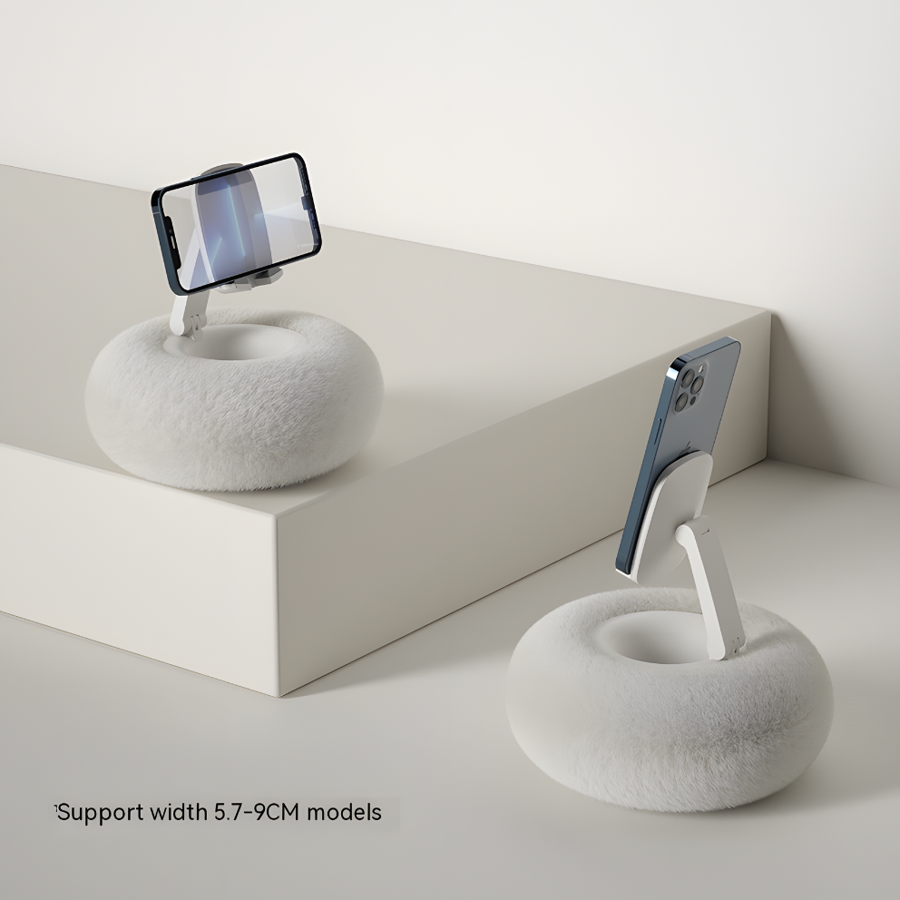 Cozy Donut Rotating Phone & Tablet Stand – Soft Cushion Base, 360° Adjustable Holder