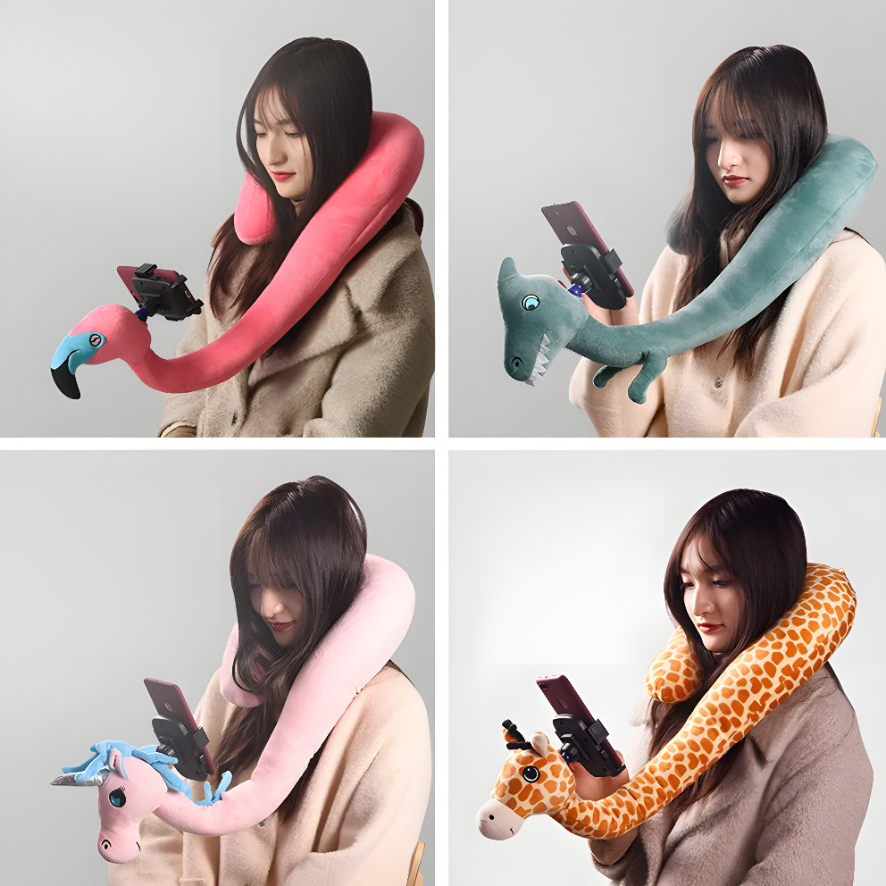 ComfyPet Pillow Stand 2 in 1 - U-Shaped Neck Pillow & Phone Holder