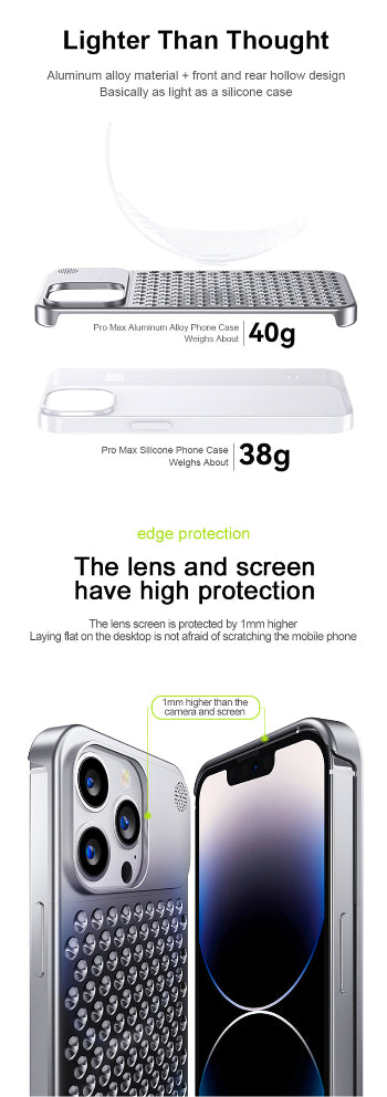 AeroGuard™ AromaShield Aluminum Case – Shockproof Cooling Cover with Built-in Aromatherapy for iPhone