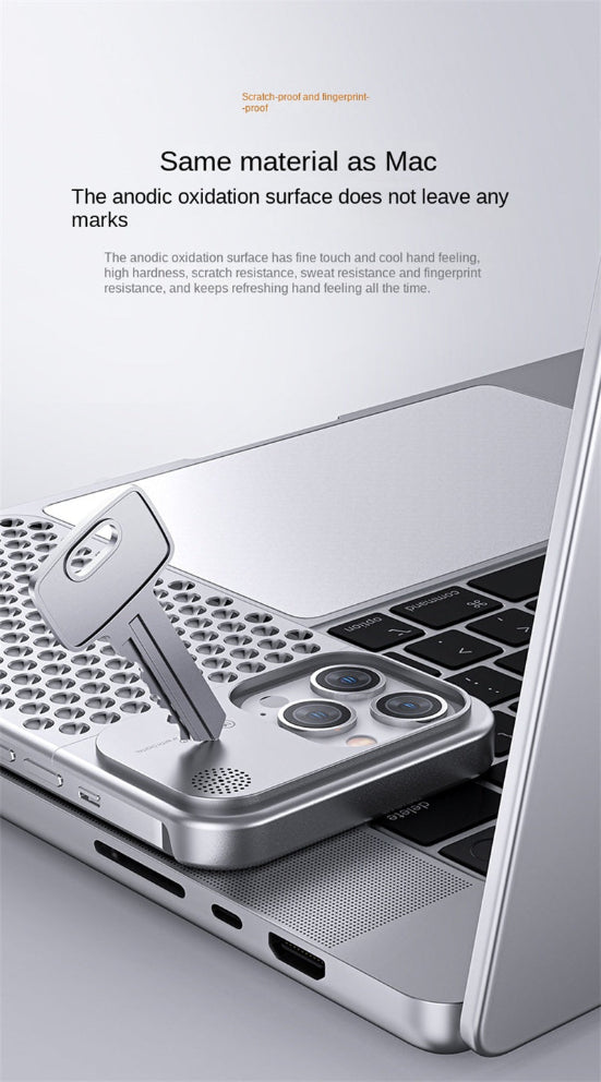 AeroGuard™ AromaShield Aluminum Case – Shockproof Cooling Cover with Built-in Aromatherapy for iPhone