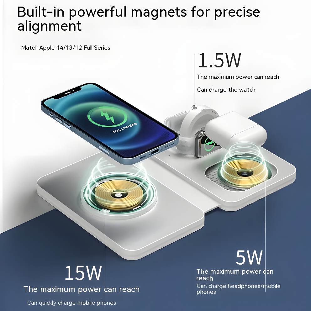 ChargeMate FoldX – Aluminum 3 in 1 Wireless Dock
