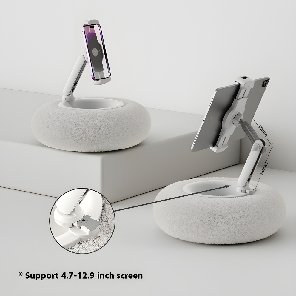 Cozy Donut Rotating Phone & Tablet Stand – Soft Cushion Base, 360° Adjustable Holder
