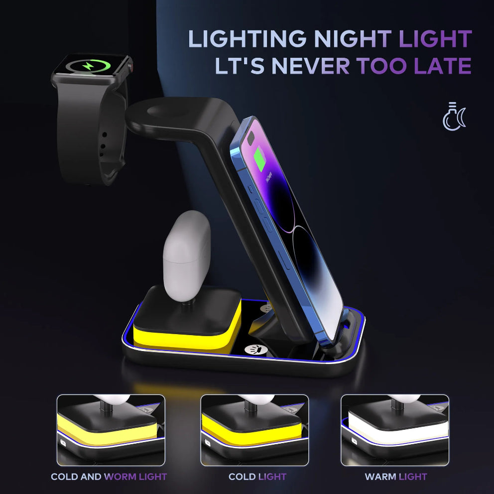 PowerNest TrioCharge 15W – 3 in 1 Wireless Station