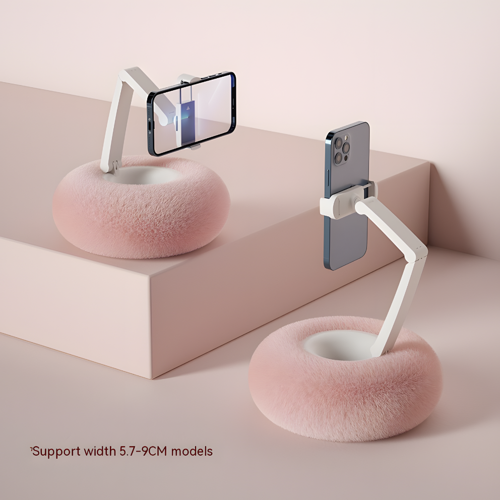 Cozy Donut Rotating Phone & Tablet Stand – Soft Cushion Base, 360° Adjustable Holder