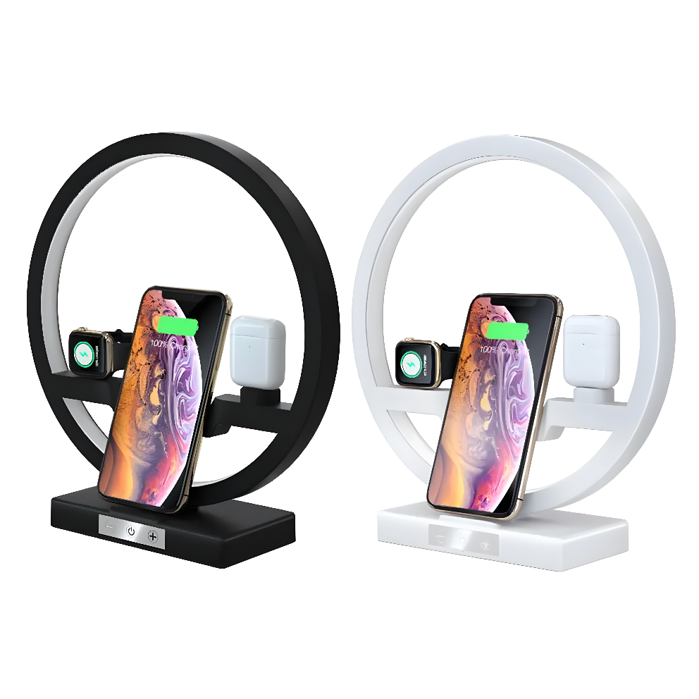 Modern Bedside Lamp with 4-in-1 Wireless Charging Stand