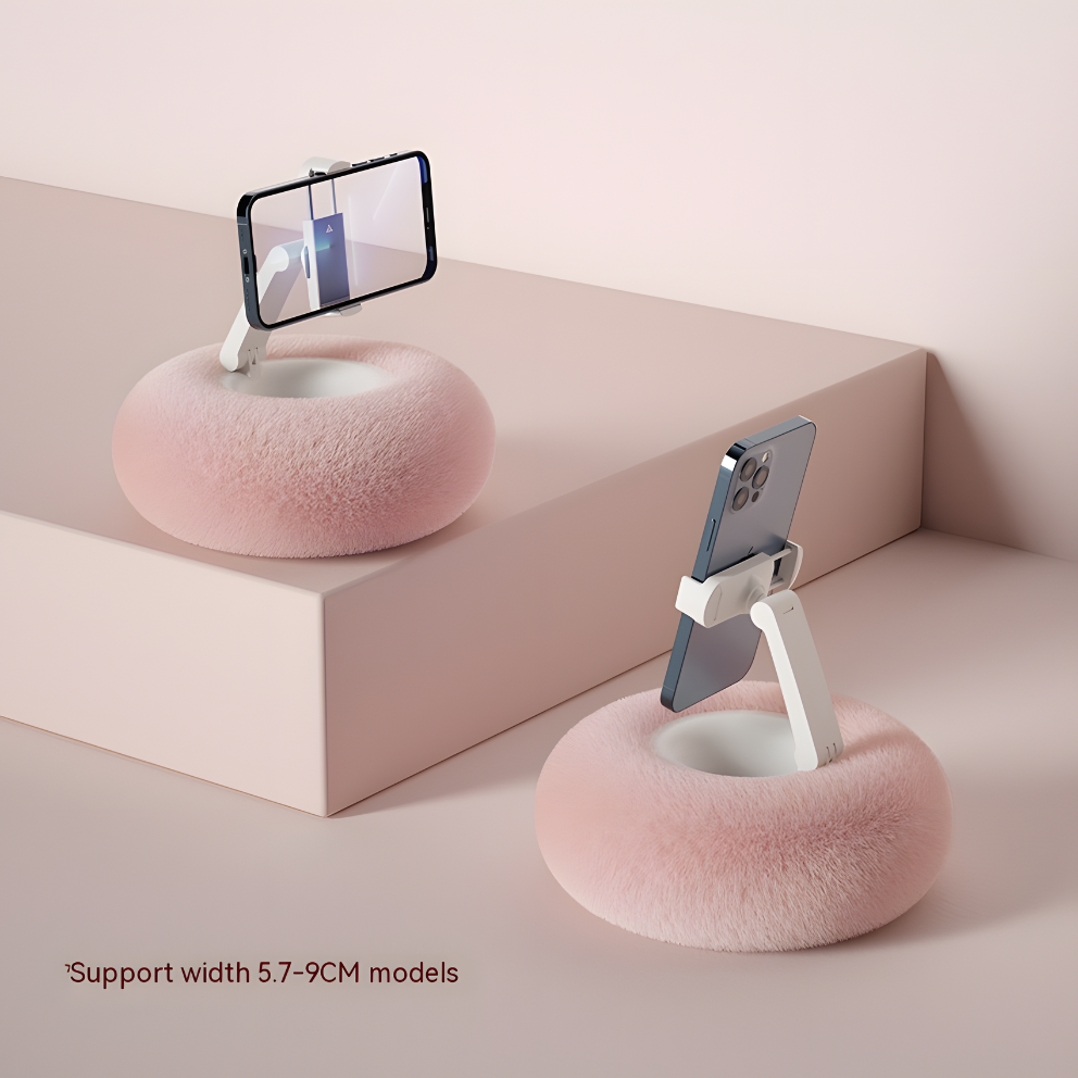 Cozy Donut Rotating Phone & Tablet Stand – Soft Cushion Base, 360° Adjustable Holder