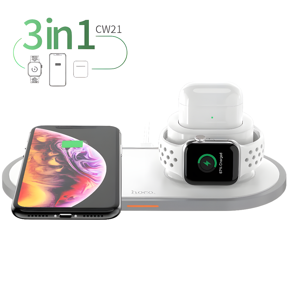 PowerNest TrioDock – 3 in 1 Fast Wireless Charger for iPhone, AirPods & Apple Watch