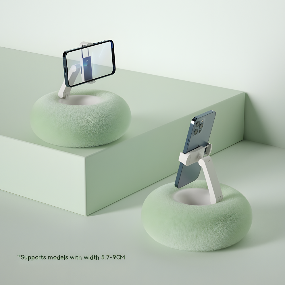 Cozy Donut Rotating Phone & Tablet Stand – Soft Cushion Base, 360° Adjustable Holder