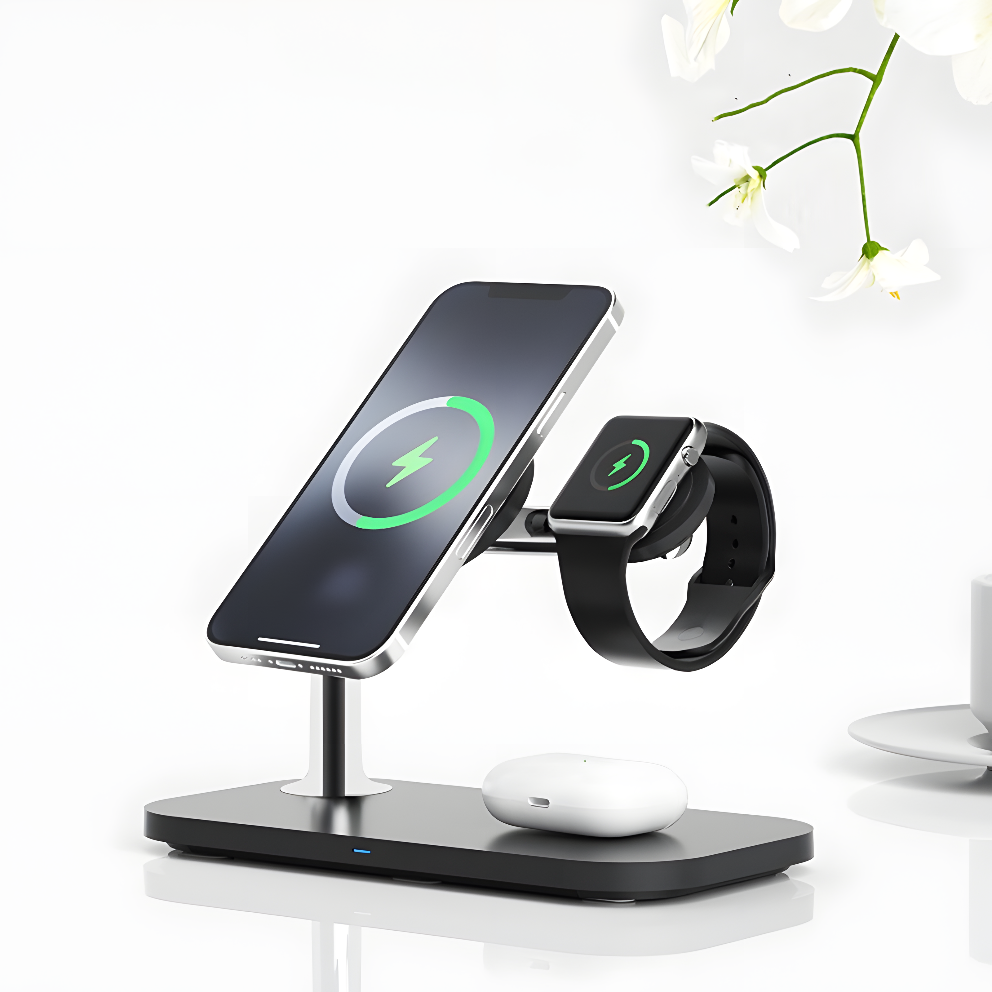 PowerNest™ Magnetic 3-in-1 Wireless Dock – iPhone, Watch & AirPods