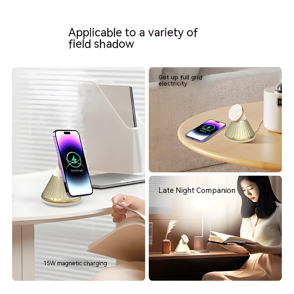 ZenGlow Lamp Charger – Stylish Bedside Light with Wireless Fast Charge
