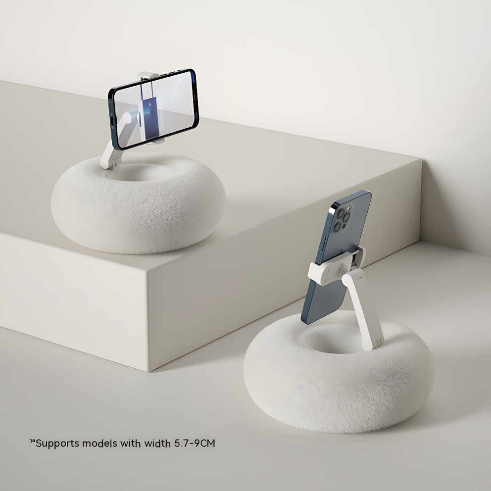 Cozy Donut Rotating Phone & Tablet Stand – Soft Cushion Base, 360° Adjustable Holder