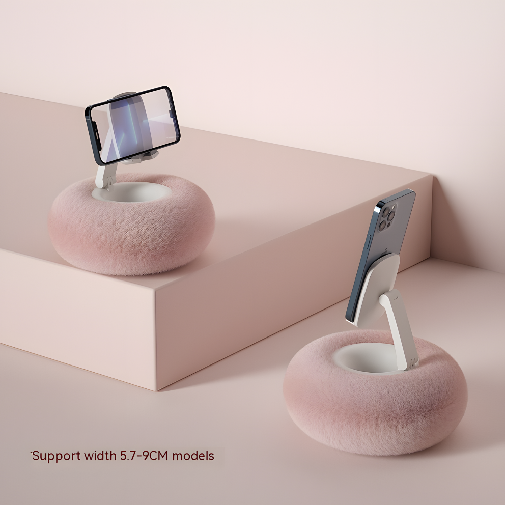 Cozy Donut Rotating Phone & Tablet Stand – Soft Cushion Base, 360° Adjustable Holder