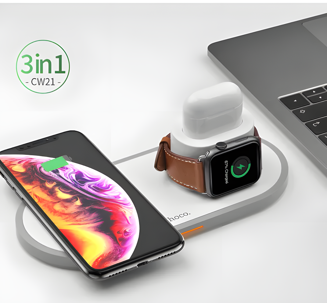 PowerNest TrioDock – 3 in 1 Fast Wireless Charger for iPhone, AirPods & Apple Watch