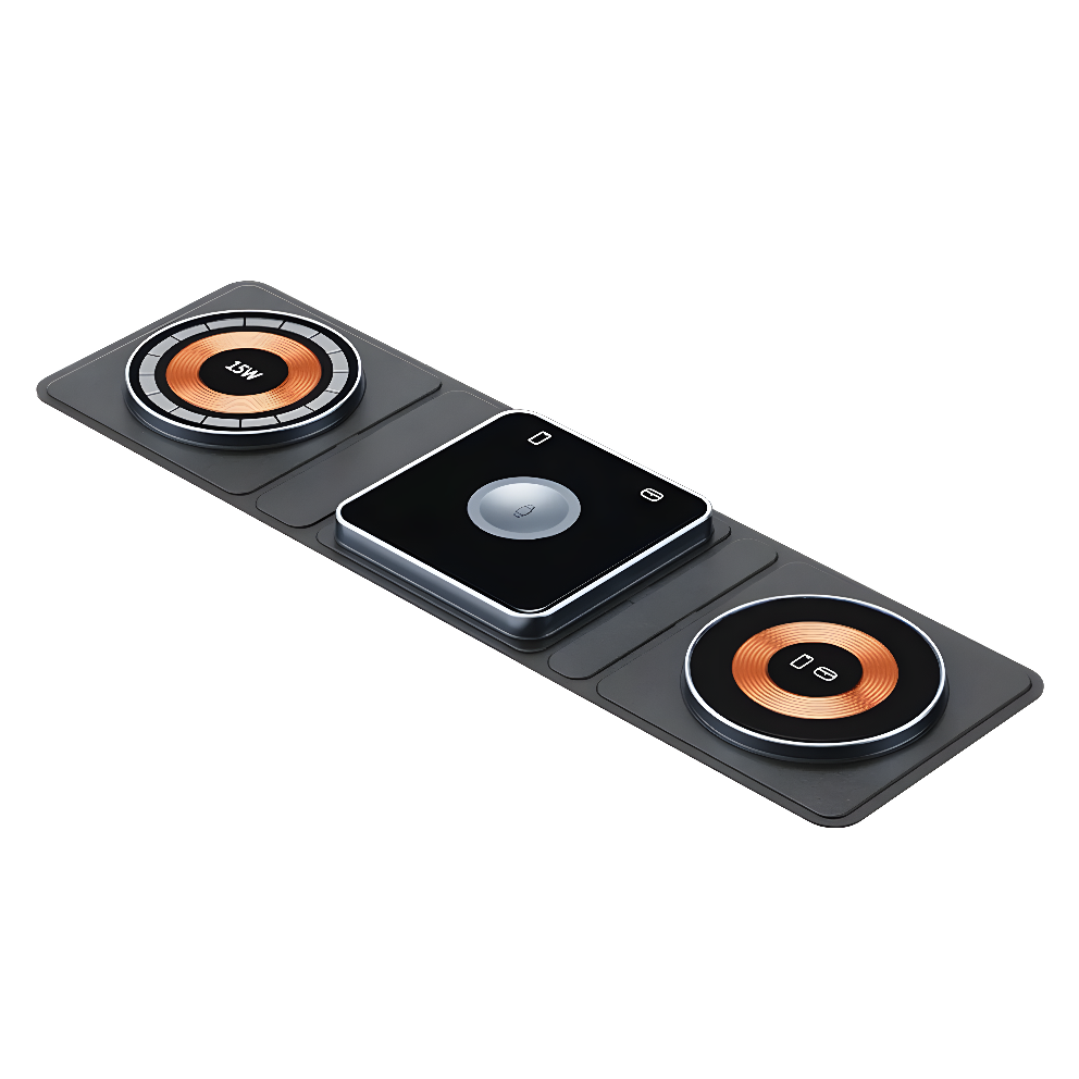 PowerNest TrioMag – Foldable Transparent  15W Wireless Charging Station