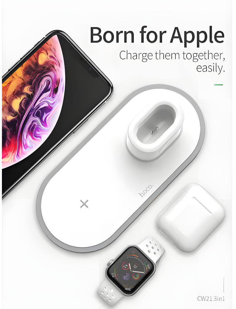 PowerNest TrioDock – 3 in 1 Fast Wireless Charger for iPhone, AirPods & Apple Watch