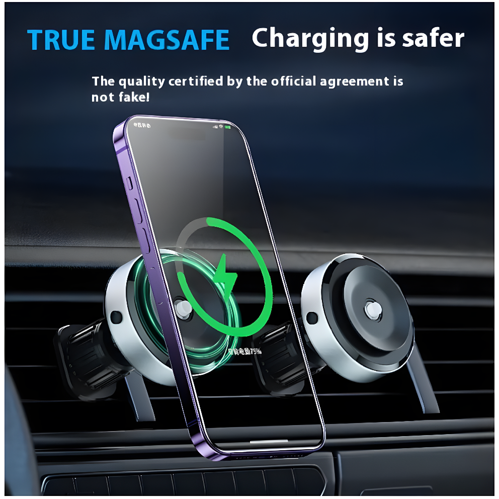 DriveMate MagMount – Secure Magnetic Car Phone Holder with True MagSafe & Stable Vacuum Grip